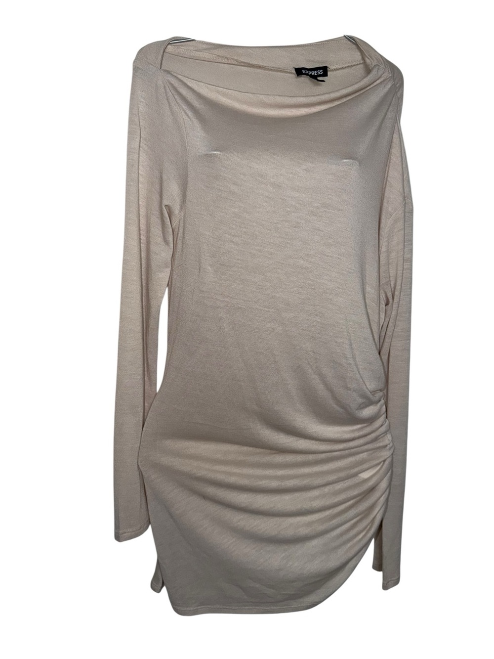 Express Cream Long Sleeve Ruched Top